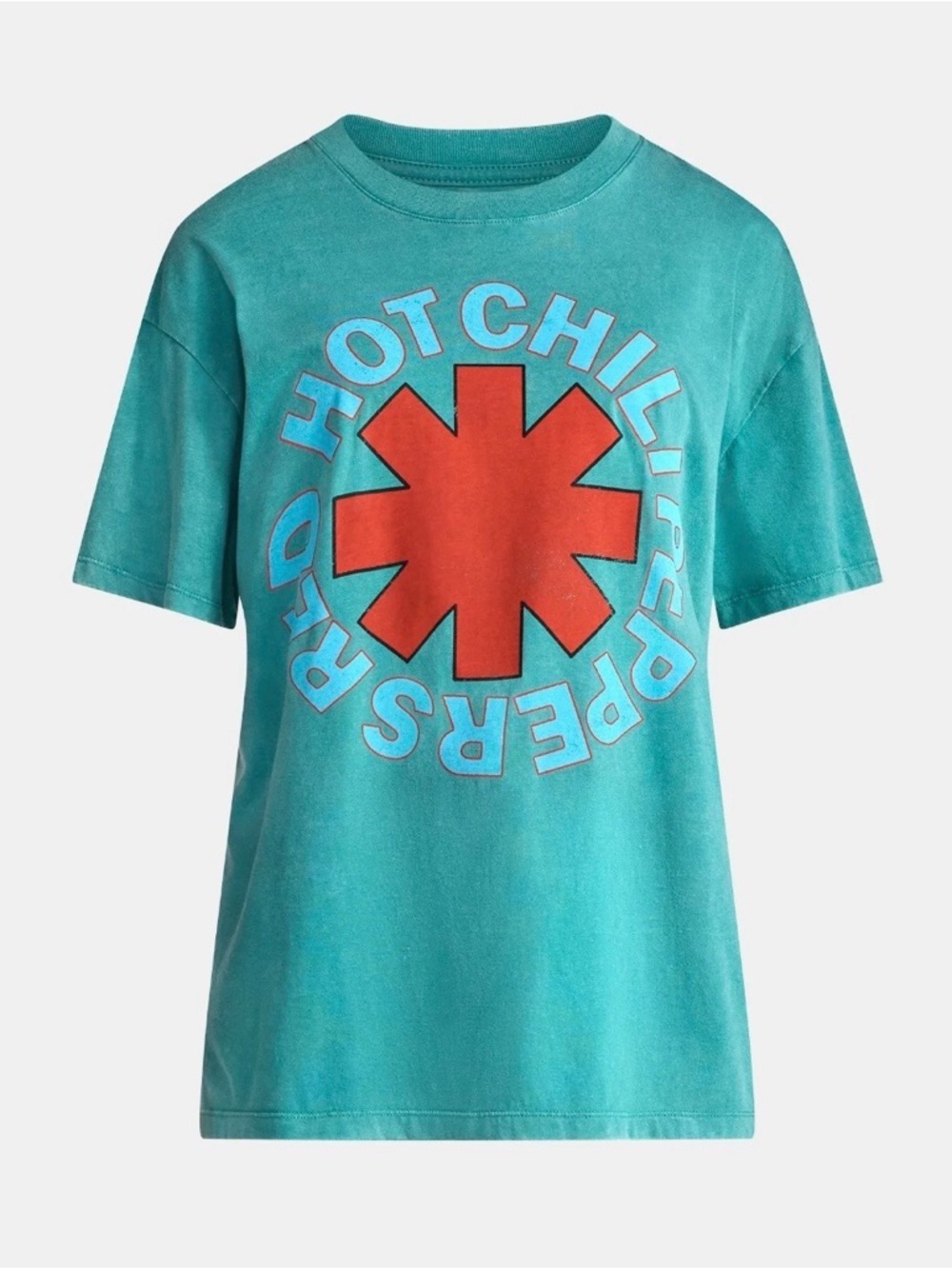 Unisex Official Red Hot Chili Peppers Teal Short Sleeve Graphic Tee